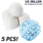 5pcs Reusable Eco Friendly Wool Dryer Balls & Laundry Ball For Washing Machine