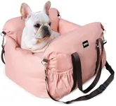 Gulokoka Small Dog Car Seat, Waterproof Dog Booster Seat for Car with Storage Pockets, Clip-On Leash, Detachable Washable Pet Carseat Puppy Travel Carrier Bed, Up to 25lbs, Pink