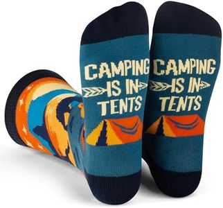 Lavley Camping Is In Tents Socks - Funny Outdoor Socks for Men and Women Who Love Camping - Gift for Hikers and Adventurers - One Size Fits Most