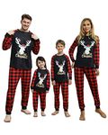 Sizet Matching Christmas Family Pajamas-Family Christmas Pajamas Set,Pyjama Noel Famille with Elk,Red Plaid Holiday