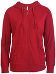 Women's Zip Up Cotton Light Hoodie Jacket, Red, Large