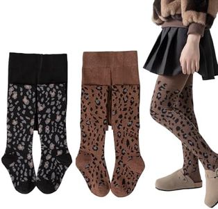 Silkglory Tights for Girls,2PCS Baby Toddler Tights With Two-Color Cute Leopard Print Decoration,Leggings Seamless Stockings Cotton Pantyhose for Newborn Infant Black/Brown 9-11 Years