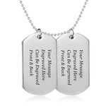 howson london Personalised Engraved Pendant Necklace Fathers Day - Double Dog Tags/Army Card Style/Identity Gift for him - Birthday, Anniversary, Christmas, Thank You Teacher(Silver)