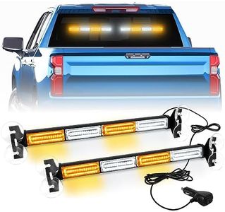 LRTER 2 in 1 Emergency Strobe Traffic Advisor Light Bar Amber White Warning Hazard Safety Interior Windshield Dash Lights Emergency Lights for Trucks Construction 2x17.7, Amber/White