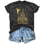 DUTUT Magical Shirt for Women Magic Kingdom Tshirt Magic Castle Graphic Tees Girl Vacation Short Sleeve Top Grey