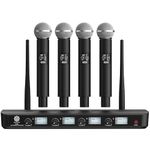 DIGIMORE 4 UHF Wireless Microphone System |197ft Range | Cardioid Pickup | 8Hrs Battery Life | XLR Balanced Outs | Perfect for Stage, Public Speaking, Events & Live Shows (D-385)