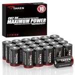 Taken CR2 Battery 3V Lithium (24-Pack), CR2 Batteries 3 Volt High Power Lithium Battery 10 Years Shelf Life for Range Finder, Alarm Systems, Video and Photo Cameras and More