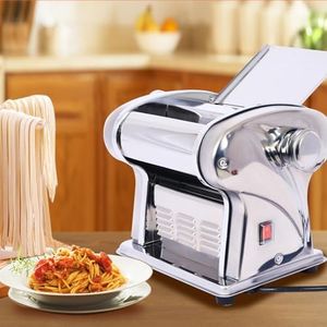 Electric Pasta Makers, Adjustable Thickness Stainless Steel Noodle Maker, Noodle Maker with 3 Blades 2.5mm Round, 4mm Flat, 9mm Wide for Home, Silver