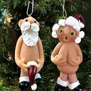 Persepolis 2 Piece SET 5CM Christmas Decorations Naughty Santa Tree Hanging Ornaments Naked Funny Xmas Party Decor Secret Santa Gift (5 CM)