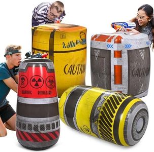 Kidzlane Inflatable Bunkers Set - Barrels for Laser Tags, Blast Guns & Paintball - Inflatable Paintball Battle and Outdoor War Zone Bunker Toys - Easy Set Up Army Party and Laser Tag Battle Gun Game