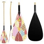 Z&J SPORT Outrigger Canoe Paddle Wooden Shaft, Tahiti Style Hybrid OC Paddle with Graphics Carbon Blade, Durable OC Paddle for Waka AMA, va’a, Bent Shaft & 12 Degree Blade (MQ462,51")