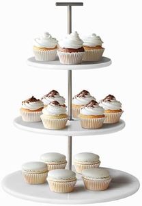 Navaris Plateau aperitif - Presentoir a gateau rond en marbre blanc à 3 étages 25 x 25 x 34,2 cm - Plateau de service fromage charcuterie verrines macaron cupcake