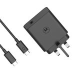 Motorola Chargers - TurboPower 125W GaN Charger with 1M 6.5A e-marked USB-C to USB-C cable for high powered charging compatible Phones and Laptops