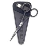 STONLI 4.5 inches Beard and Moustache Scissors - Nose Hair Trimming Stainless Steel Scissors, Safety Use for Eyebrows & Ear Hair (Black)