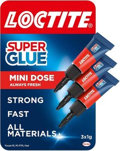 Loctite Universal Super Glue, Clear All-Purpose Adhesive, 3 x 1g Travel Size