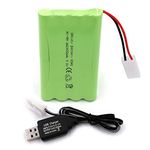 Gecoty 9.6V RC Battery, Tamiya Plug NiMH 2400mAh Rechargeable AA Battery Pack with Charge Cable for RC Car, RC Battle Tank, RC Boat