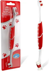 Pet Toothbrush for Dogs, Cats with Soft Bristles - Easy Teeth Cleaning & Dental Care, Non Slip Dual Head Dog Toothbrush