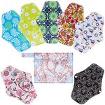 Rovtop Reusable Sanitary Towels Pads(7 in 1, 25.4cm), Panty Liners with Wet Bag,Heavy Flow Night Washable Cloth Menstrual Sanitary Towels