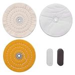 Jcevium 5Pcs 6 Inch Buffing Polishing Wheels for Bench Grinder with Polishing Compounds Kit, White and Yellow, 15cm