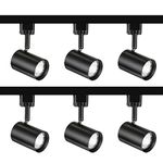 3M 3 Meter Track Length Black 6 Spot Light 5W GU10 LED Home Shop Kitchen Multi Directional Display Spotlight Track Tape Rail Exhibition Lighting Single Circuit