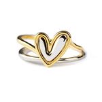 Story Jewellery Gold Silver Plated Sterling Silver Heart Layered Ring Set for Women, Dainty Self Love Layered Heart Stackable Rings for Women, Inspirational Jewelry Gifts for Her, Birthday Christmas
