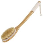 SAUNNIHEN Body Brush Back Scrubber, Shower Brush Long Handle, Natural Bristles Dry Brushing Body Brush for Lymphatic Drainage Exfoliating Cellulite