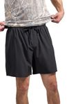 Realtree Men's Camo Lined Shorts Quick Dry Shorts with Zipper Pockets for Running, Fishing and Hiking, Xtreme Black, Large