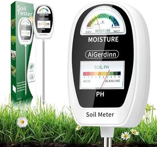 AiGerdinn 2-in-1 Soil Test Kit, Soil Moisture Meter, Soil pH Tester-Dual Dial-Simultaneously-Display Results-Soil pH Meter, Moisture Meter for House Plants,Lawn,Garden,Farm Indoor&Outdoor-PureWhite