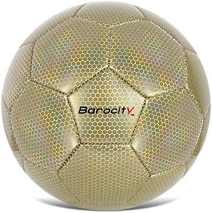 Barocity Gold Soccer Ball Size 5 - Premium Boys and Girls Soccer Ball Soccer Ball with Cool Reflective Iridescent Rainbow Hex Pattern, Cool Kids Soccer Ball for Indoor and Outdoor Playtime Practice