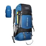 TRAWOC SPARCO 65L Travel Backpack Hiking Trekking Bag Camping Rucksack for Men & Women, Rain Cover/Shoe Compartment HK009 English Blue, 3 Year Warranty