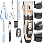 Ceenwes Dog Clippers Low Noise Pet Clippers Rechargeable Dog Trimmer Cordless Pet Grooming Tool Professional Dog Hair Trimmer with Comb Guides Scissors Nail Kits for Dogs Cats & Other Hairy Animals