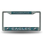 Rico Industries NFL Philadelphia Eagles Bling Chrome License Plate Frame with Glitter Accent, 6 x 12.25