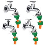 Garbnoire Heavy Duty Hose Pipe Fitting Standard Size 1/2'' Tap Connector for Garden Water Pipe,Car,Bike Washing Accessories|Universal Adjustable Adapter Suitable Connecting Hose Pipe Green(Pack of 4)