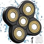 5 Blades Electric Shaver Replacement Heads VRMETA Sharp Stainless Steel Replacement Blades Flexible Alternate Floating Shaver Blades for Electric Rotary Shaver (5 heads (Gold))