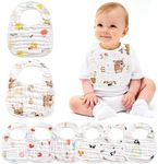 8Pack Muslin Baby Bibs Ultra Soft Absorbent - 100% Organic Cotton Baby Bandana Drool Bibs Adjustable Snaps for Infants, Newborns and Toddlers, Stylish Unisex Bandana Bibs for Teething and Drooling