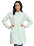 eWools Women's winterwear Woolen Long Coat Cardigan (Mint, 2XL)