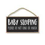 Honey Dew Gifts, Baby Sleeping Please Do Not Ring or Knock, 5 inch by 10 inch, Hanging Sign, Do Not Disturb Door Sign, Door Signs for Home, Front Door Sign, Wall Signs for Home, 754292