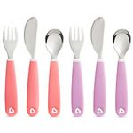 Splash Toddler Fork, Knife and Spoon Set, 6 Pack, Pink/Purple