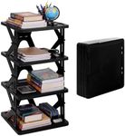 Lineshading 4 Tier Foldable Locker Organizer Shelf Foldable Storage Shelves Locker for School, Office, Gym Lockers, Dorm Room, Multi-Layer Shoe Gear Tower, Heavy-Duty No-Tool Portable Shelf(Black)