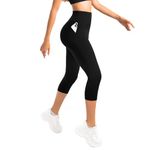 Sanpetix Cropped Leggings for Women UK, High Waisted 3/4 Leggings with Pockets for Workout Running Gym Yoga Black 1 Pack LXL