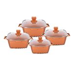 SQ Professional NEA Seramiq Square Die-Cast Aluminium Stockpot Set with Non-Stick Coating 4pc (Cuprum/Copper)