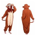 WOTOGOLD Animal Cosplay Costume Costume Monkey Unisex Adult Pajamas Brown