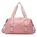 Storite Nylon 47 Cm Travel Duffle Bag, Sports Shoulder Bag for Women with Wet Pocket Weekender Overnight Luggage Bag - (Pink, 47 x 16 x 30 Cm)