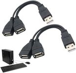 QQDBT 2 Pcs USB Splitter Y Cable Dual Female Cord USB Extension Lead 15cm, USB Port Extender Hub Extra Multiport Data Charger Split Adapter for Macbook,LaptopCar,Xbox One Series X/S,PS4 5