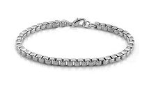 Treasure Bay Men's Women's Silver Bracelet 3.5mm Solid 925 Silver Box Chain Bracelet for Men Ladies and Girls - Length: 17.5/19.5/21.5Cm (18.5)