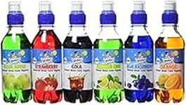 Snow Cone 250ml SnowyCone Flavours x 6 Mixed , Strawberry, Lemon and Lime, Blue Raspberry, Orange, Cola, Sour Apple, Easy Pour and Seal Sports Caps A Pack