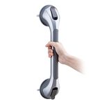 TAILI Grab Rails for Bathroom, 43 CM Shower Handles Suction, MAX 109 KG Safety Shower Grab Bars, Strong Hand Rails for Elderly, Senior, Disabled, No-Drill Handrail Waterproof Disability Aids - Silver