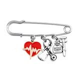 BEKECH Caduceus Nurses Gift Heartbeat Charm Stethoscope Charm Pin Brooch Jewelry EKG Gift(Nurse pin Brooch)