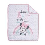 Disney Minnie Mouse Reversible Quilted Blanket for Baby, Infant, Newborn, Soft and Warm Toddler Throw for Crib, Nursery, Playroom, Going Dotty Collection