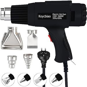 Heat Gun, 2-Speed Temperature Setting 400°C and 600°C Power Tool, 2000W Electric Fast Heating Heavy Duty Hot Air Gun Kit with 4 Nozzles for Crafts, Shrinking PVC, Stripping Paint, Loosen Bolts (Black)